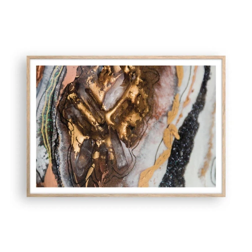 Plakat i ramme af lyst egetræ - Jord element - 100x70 cm