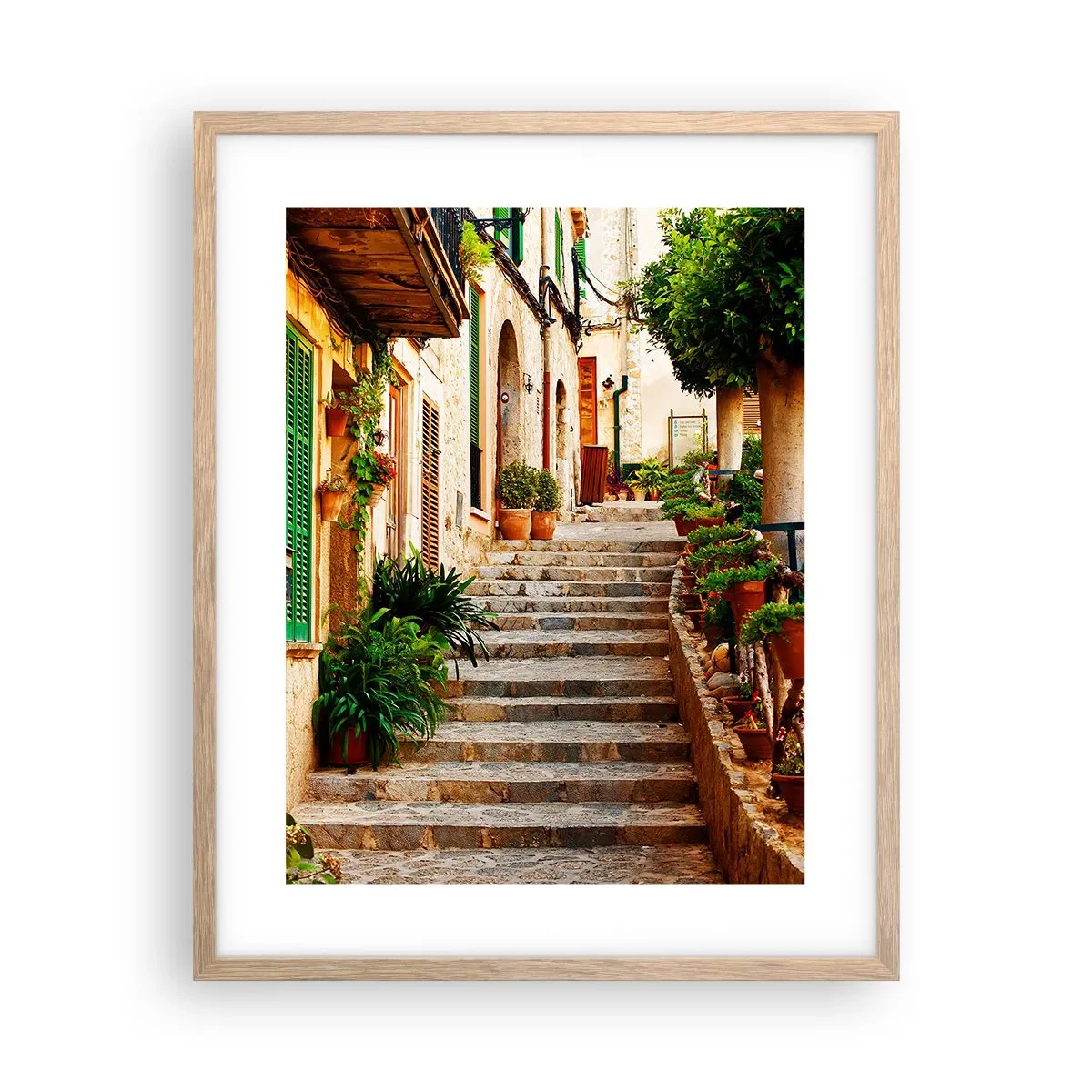 Plakat i ramme af lyst egetræ - Magien ved en spansk ferie - 40x50 cm