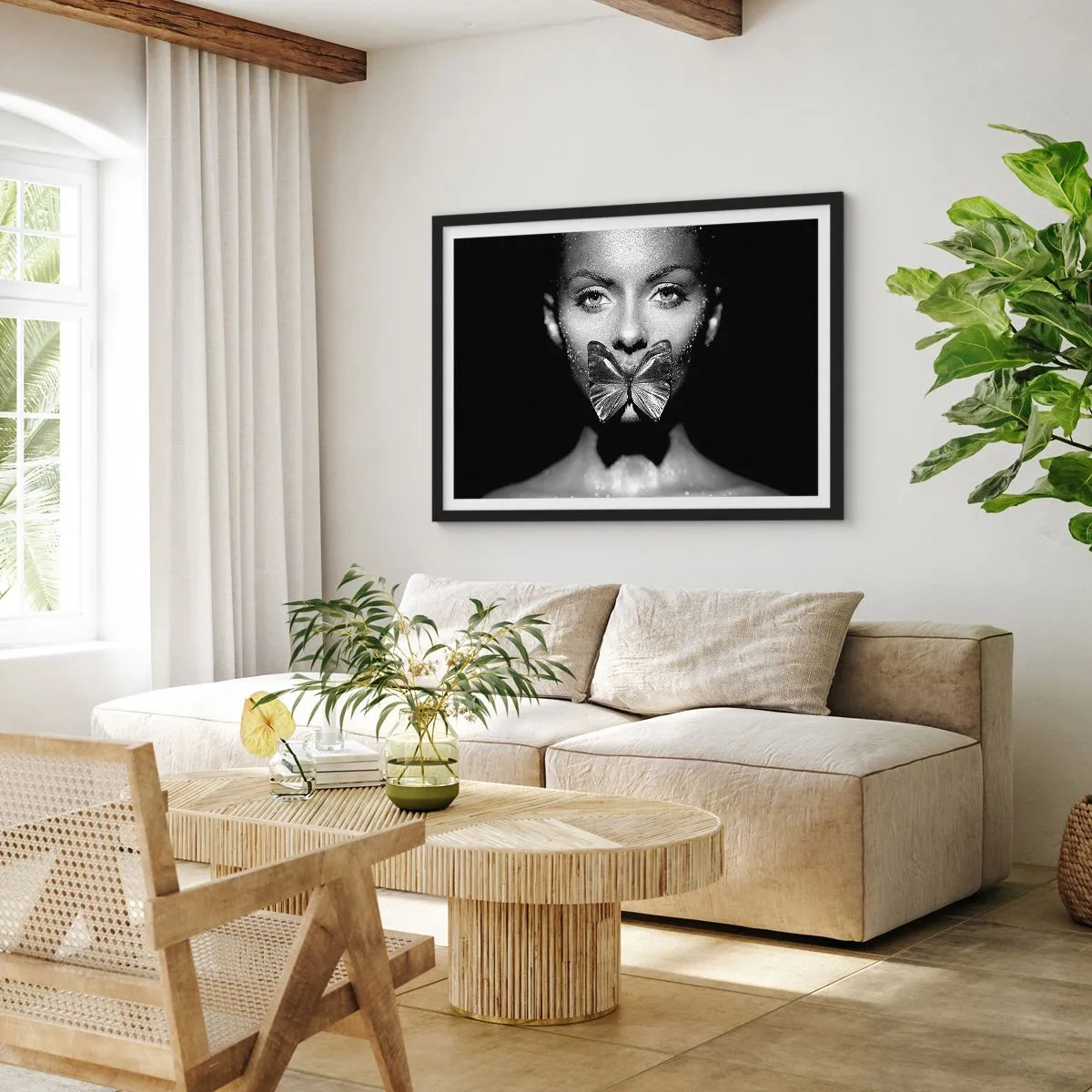 Plakat i sort ramme - Sommerfuglekys - 70x50 cm