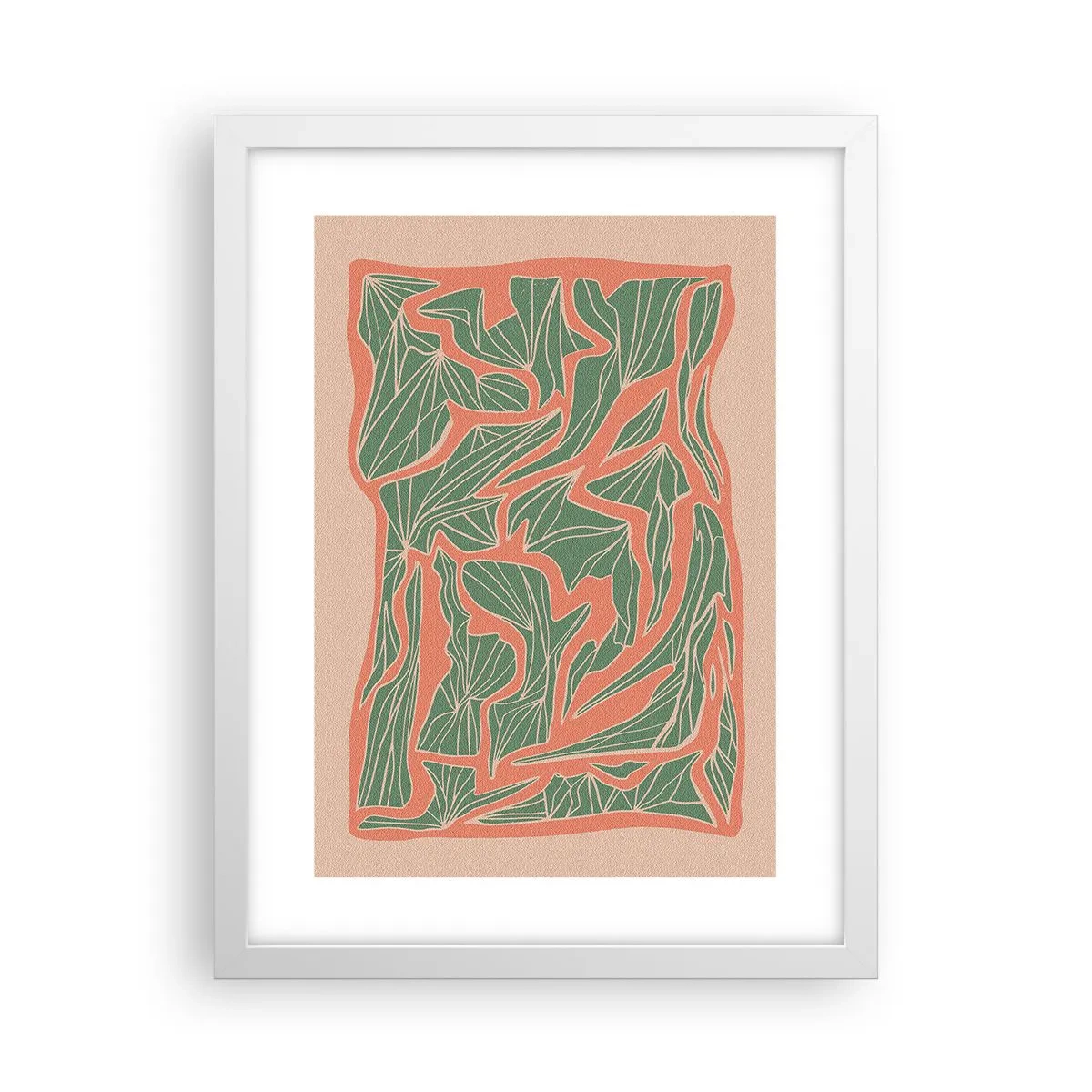 Plakat i hvid ramme - En kamp mellem koral og grøn - 30x40 cm