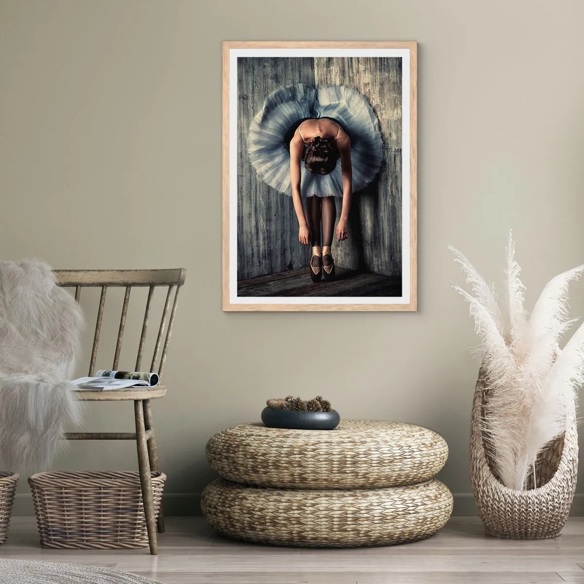 Plakat i ramme af lyst egetræ - Når musikken stopper - 30x40 cm