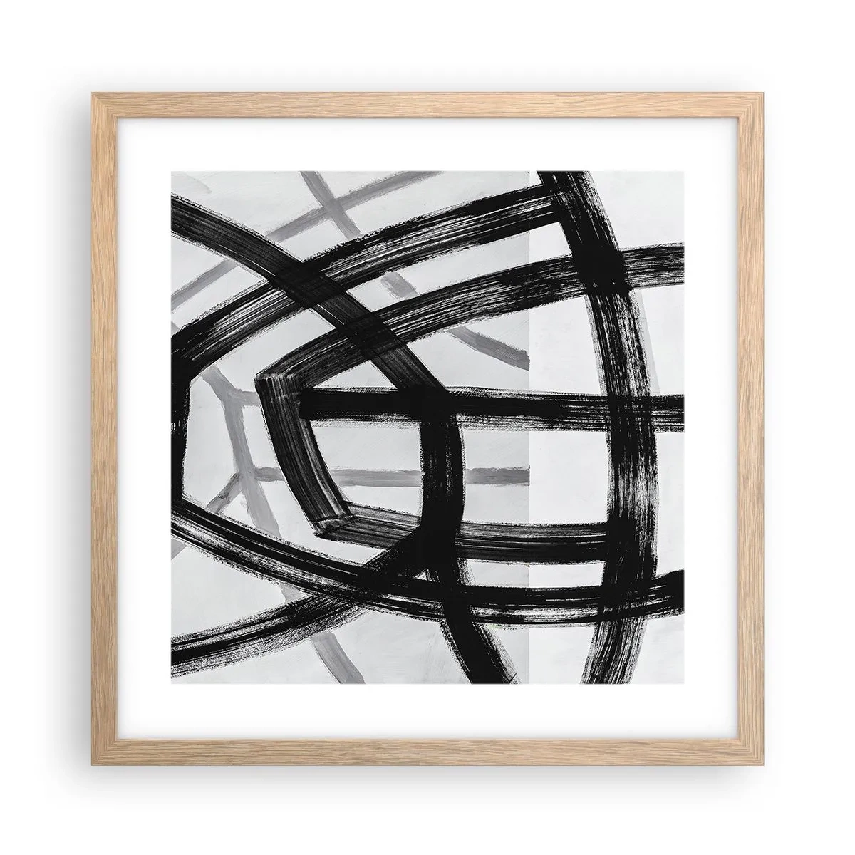 Plakat i ramme af lyst egetræ - Opbygning af dybde - 40x40 cm