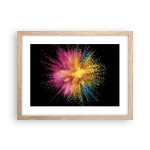 Plakat i ramme af lyst egetræ - Farvernes fødsel - 40x30 cm
