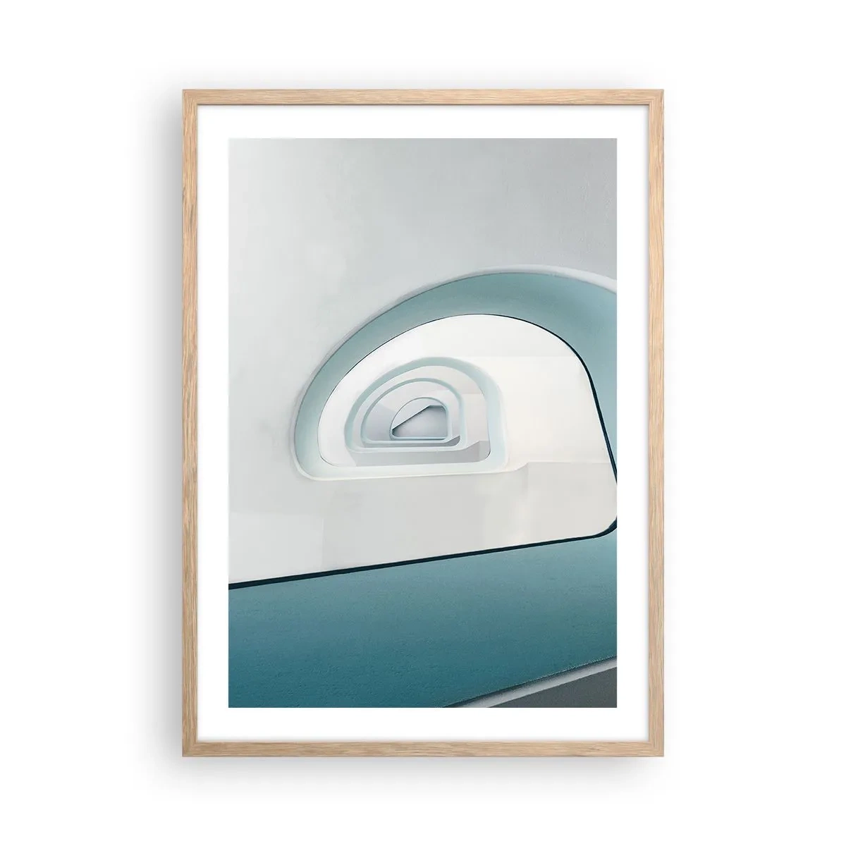 Plakat i ramme af lyst egetræ - Til bunden af det blå - 50x70 cm