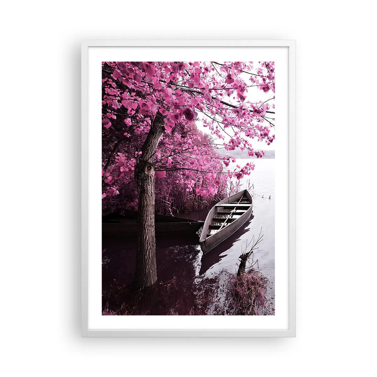 Plakat i hvid ramme - I lyserød stilhed - 50x70 cm