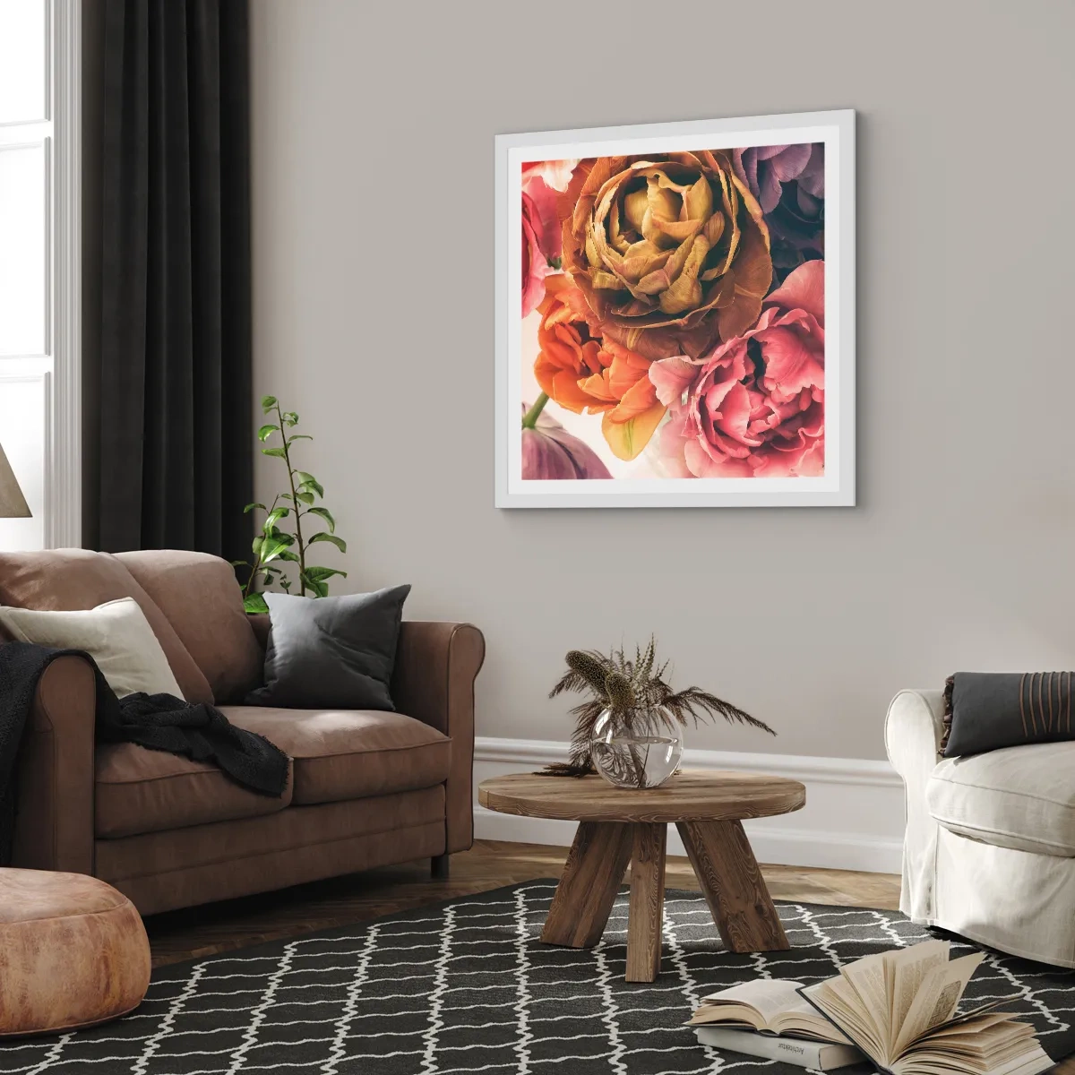 Plakat i hvid ramme - Fejring af livet - 50x50 cm