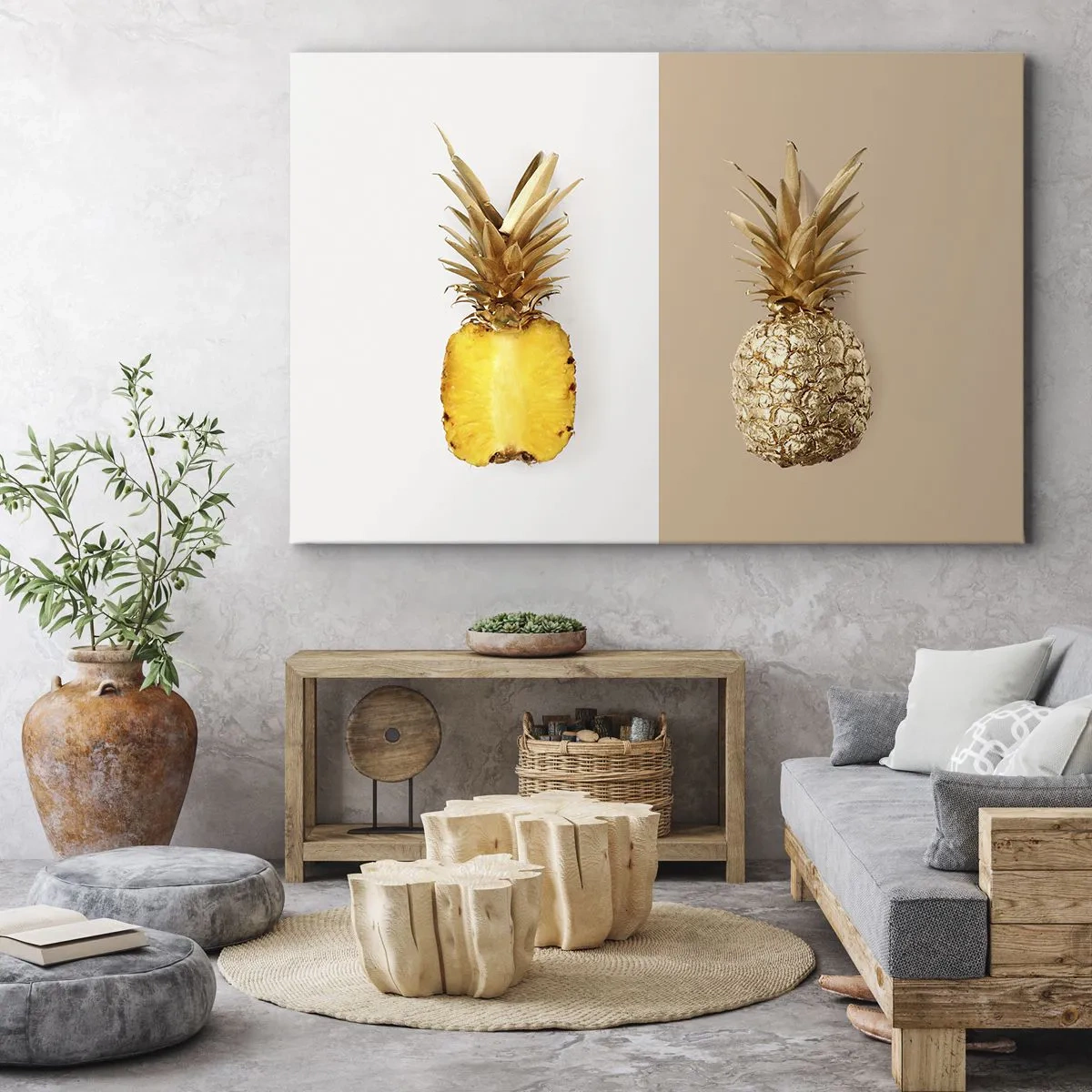 Lærredstryk - Billede på lærred - Ananas til os - 120x80 cm