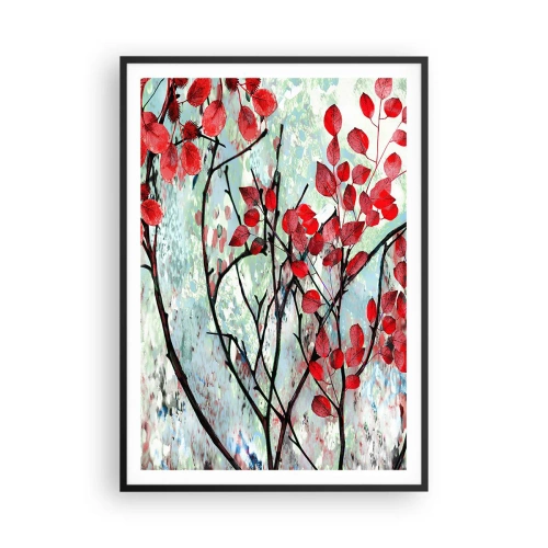 Plakat i sort ramme - Træ i skarlagenrødt - 70x100 cm