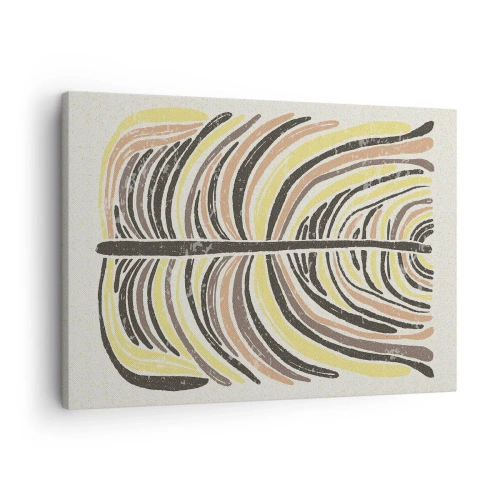 Lærredstryk - Billede på lærred - Abstrakt bladmotiv i jordfarver - 70x50cm - Levende abstraktion - Moderne vægdekoration til stue og soveværelse ARTTOR