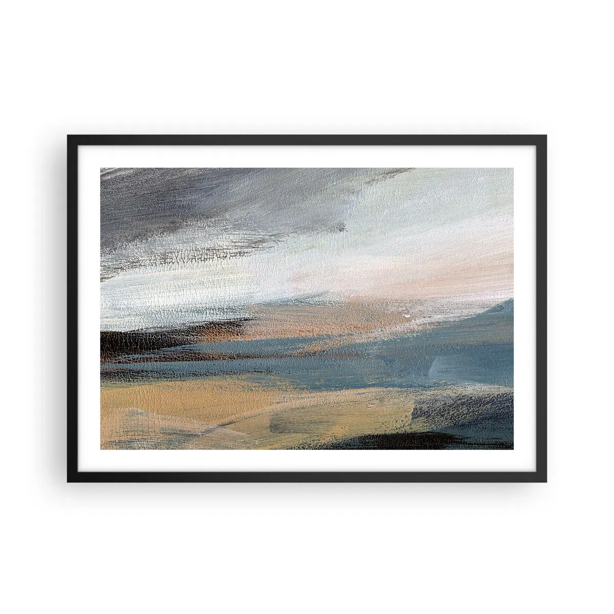 Plakat i sort ramme - Abstraktion: nordligt landskab - 70x50 cm