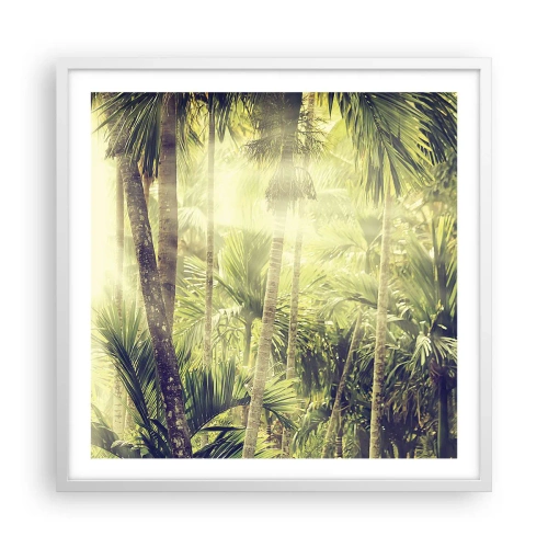 Plakat i hvid ramme - I grønne gløder - 60x60 cm