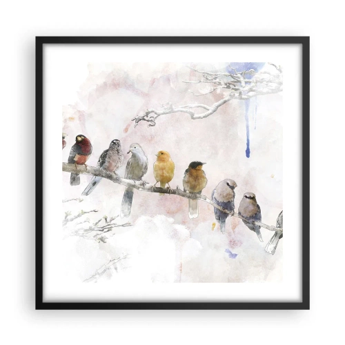 Plakat i sort ramme - Møde med vinger - 50x50 cm