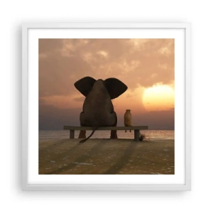 Plakat i hvid ramme - Det er godt at være stille sammen - 50x50 cm