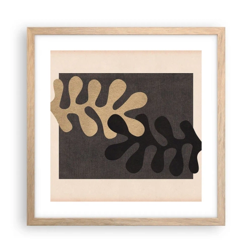 Plakat i ramme af lyst egetræ - Fravær og supplement - 40x40 cm