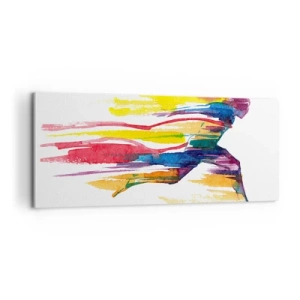 Lærredstryk - Billede på lærred - Løb over regnbuen - 100x40 cm