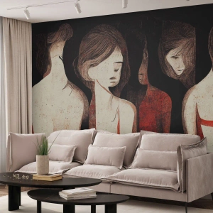 Fototapet Selvklæbende Deluxe Sticker - Mørkets madonnaer - Kvinder, Stykke, Sorg - 150x105 cm