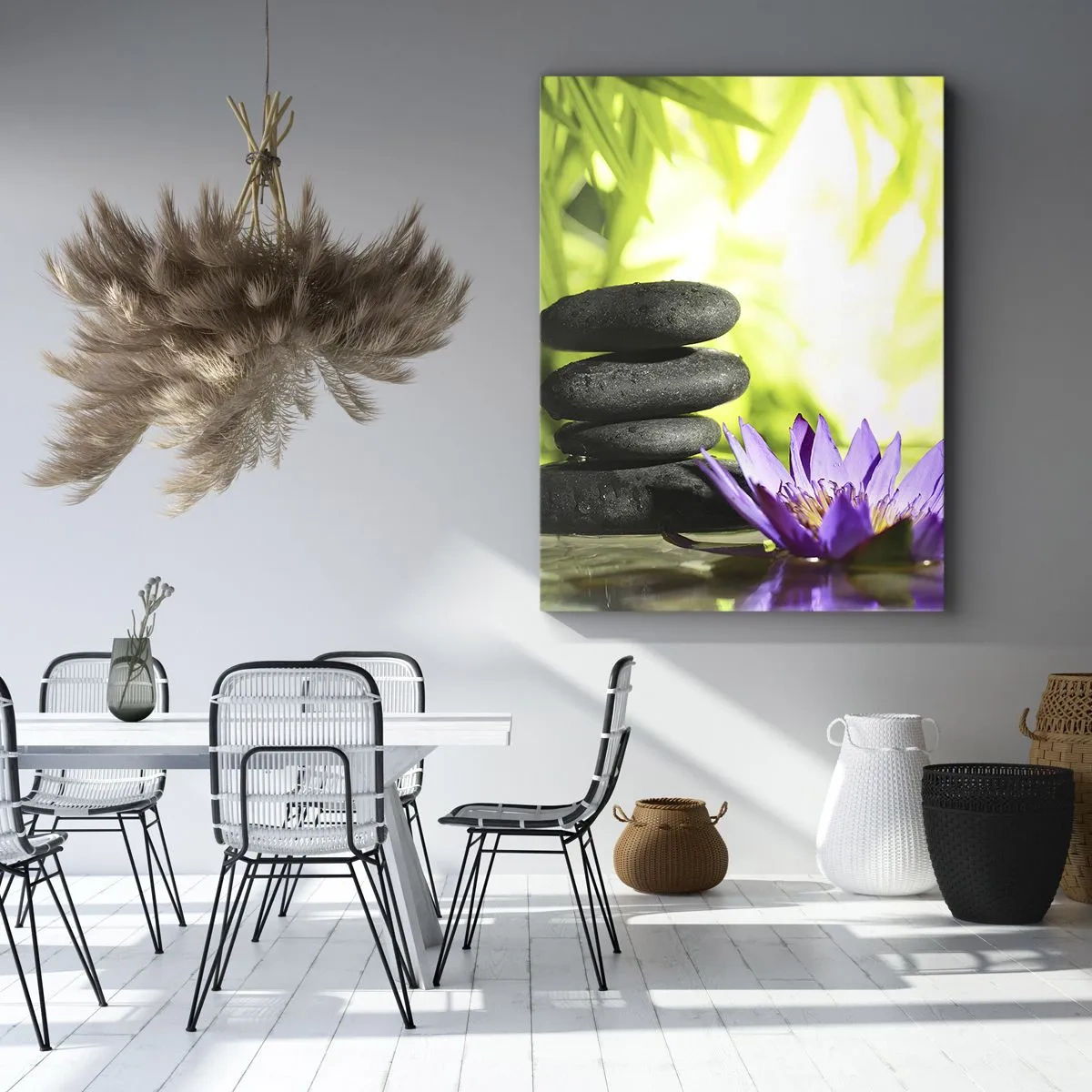 Lærredstryk - Billede på lærred - I en bambushytte - 45x80 cm