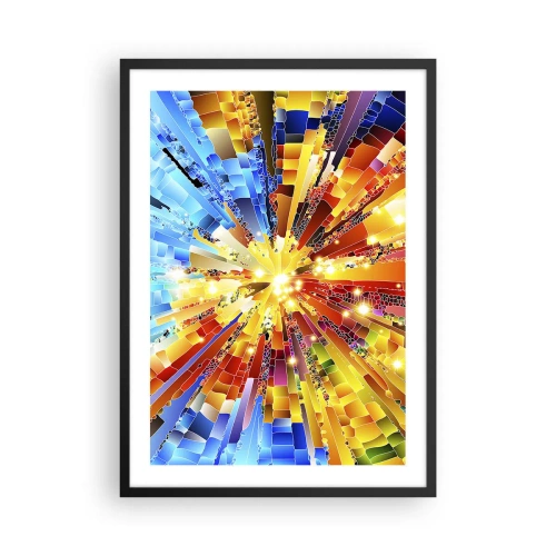 Plakat i sort ramme - En farverig eksplosion af lys i en abstrakt form - 50x70cm - In medias res - Moderne vægdekoration til stue og soveværelse ARTTOR