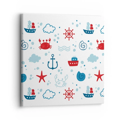 Lærredstryk - Billede på lærred - En fortælling om havet - 30x30 cm