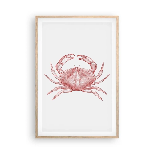 Plakat i ramme af lyst egetræ - Krabbe over krabber - 61x91 cm