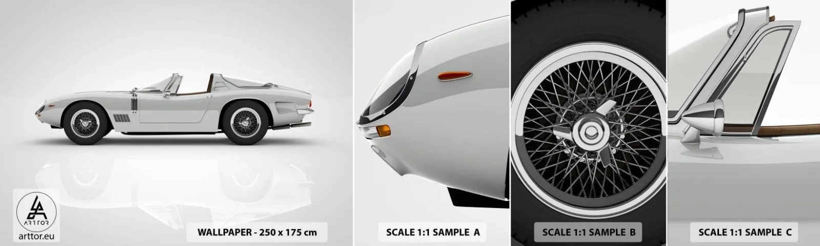 Prøve Fototapet Selvklæbende Deluxe Sticker - Løftet om sjov - Sportsvogn, Cabriolet, Automotive - 100x30 cm