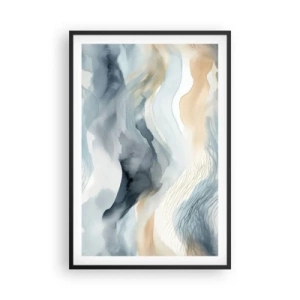 Plakat i sort ramme - Abstraktion af sne og tåge - 61x91 cm