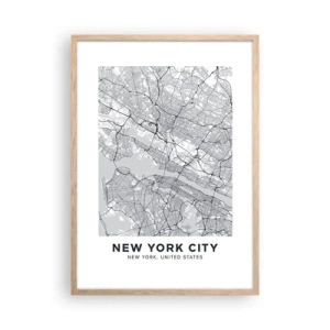 Plakat i ramme af lyst egetræ - Anatomi af en storby - 50x70 cm