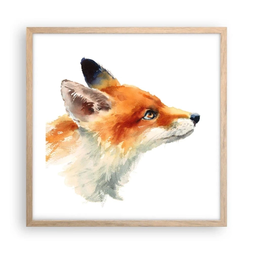 Plakat i ramme af lyst egetræ - Man kan aldrig være for forsigtig - 50x50 cm