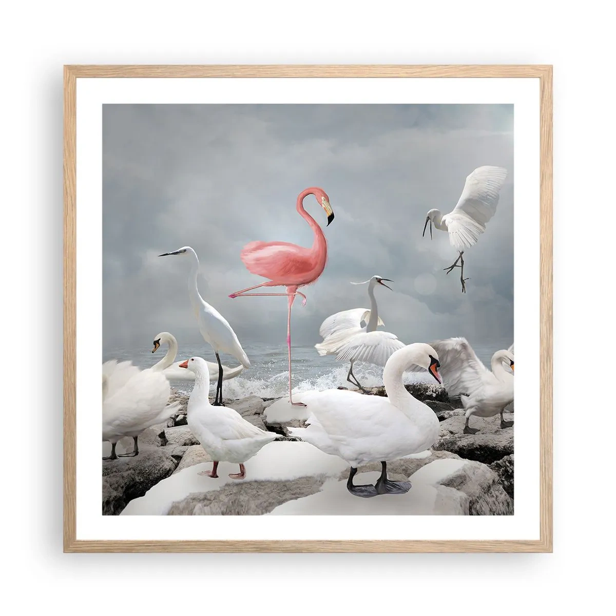 Plakat i ramme af lyst egetræ - Hvor kommer jeg fra? - 60x60 cm