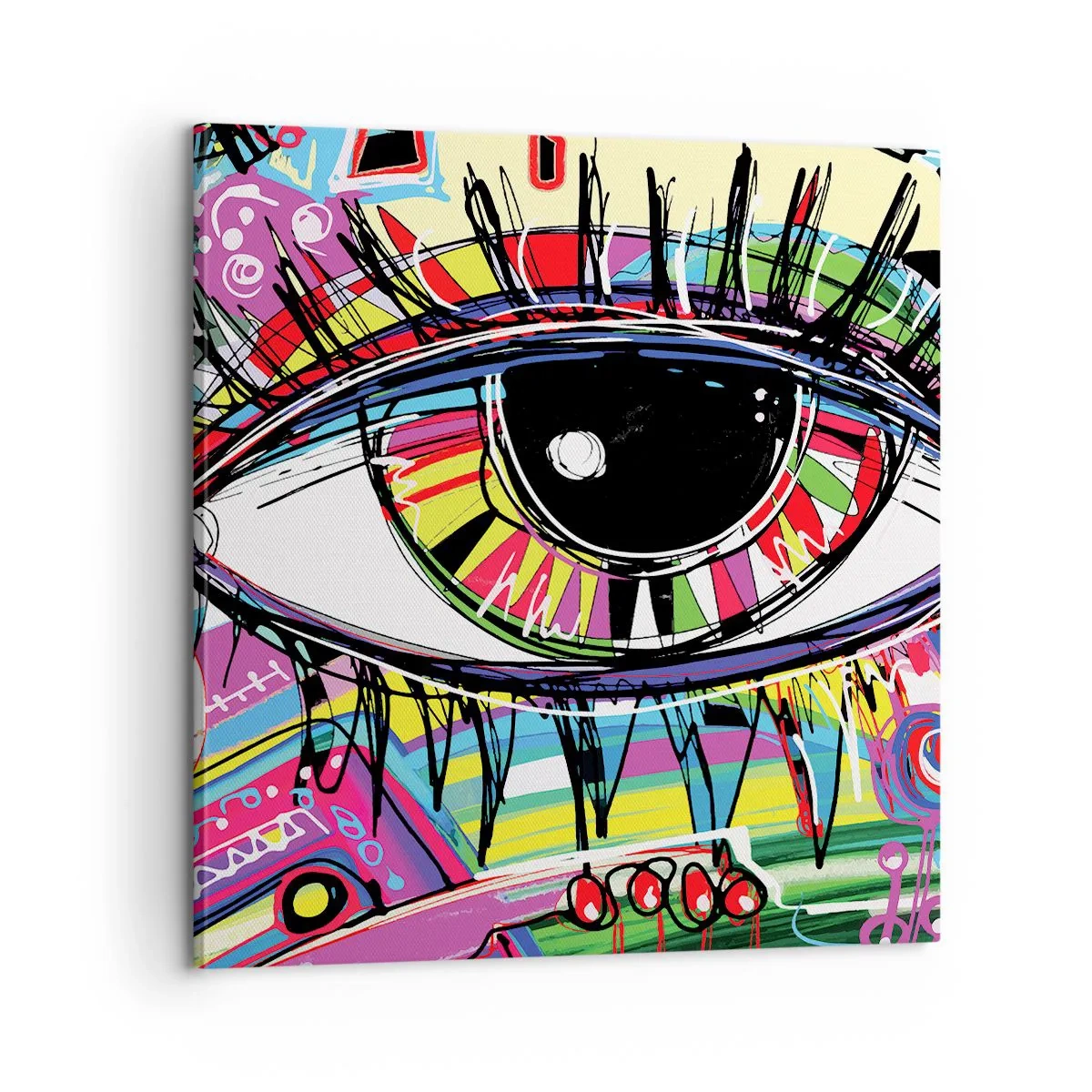 Lærredstryk - Billede på lærred - Et farverigt øje - en farverig sjæl - 60x60 cm