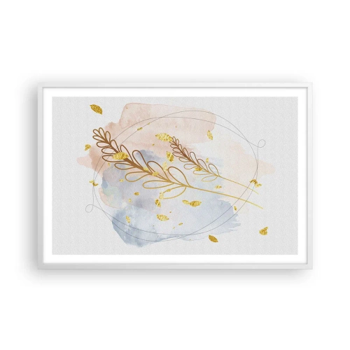 Plakat i hvid ramme - En gylden eksplosion - 91x61 cm