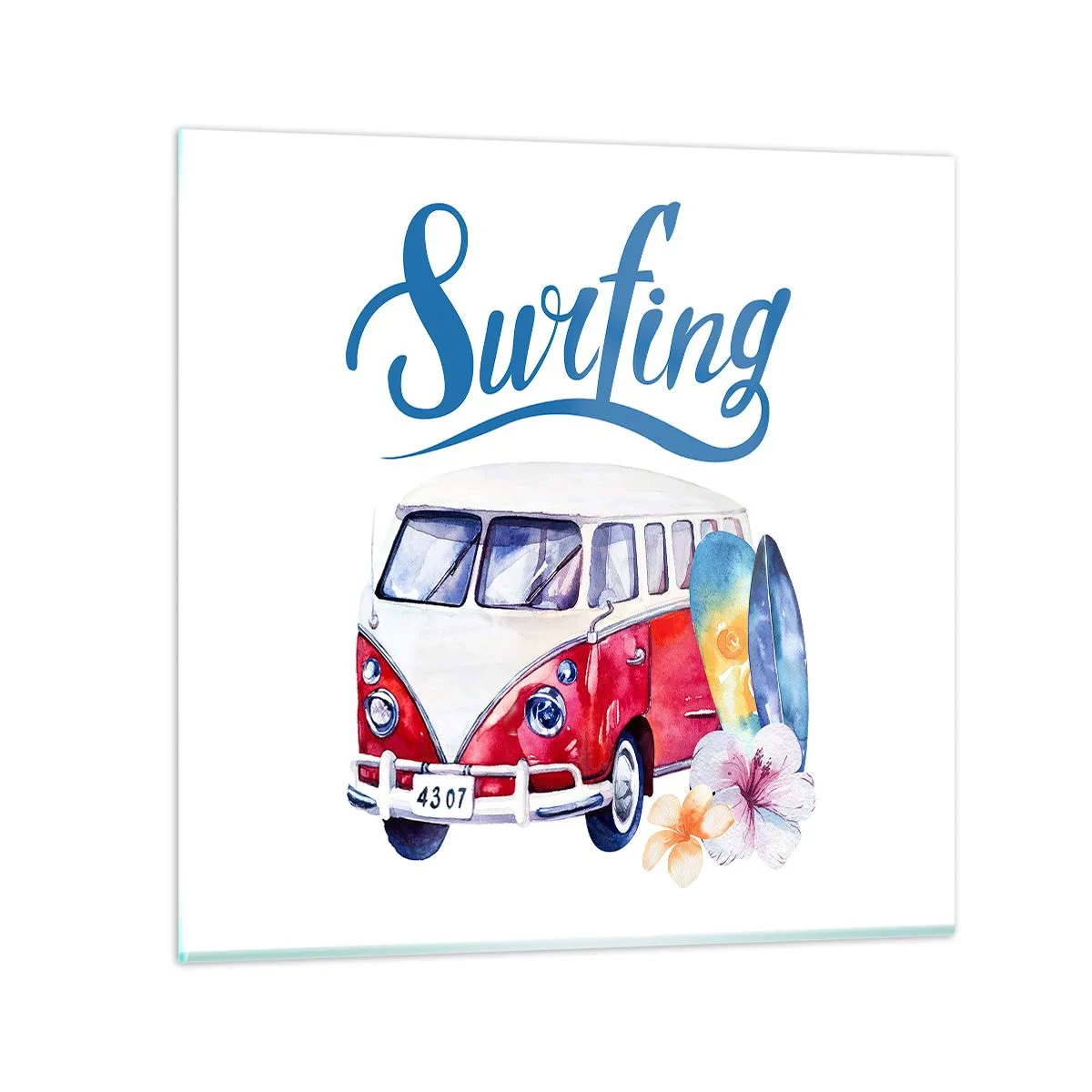 Billede på glas - Agurk - en klassiker for surferen - 50x50 cm