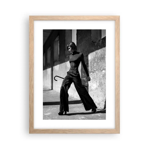 Plakat i ramme af lyst egetræ - Byens elegance - 30x40 cm
