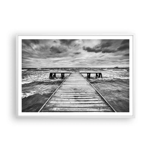 Plakat i hvid ramme - Jeg venter på, at vinden blæser væk... - 100x70 cm