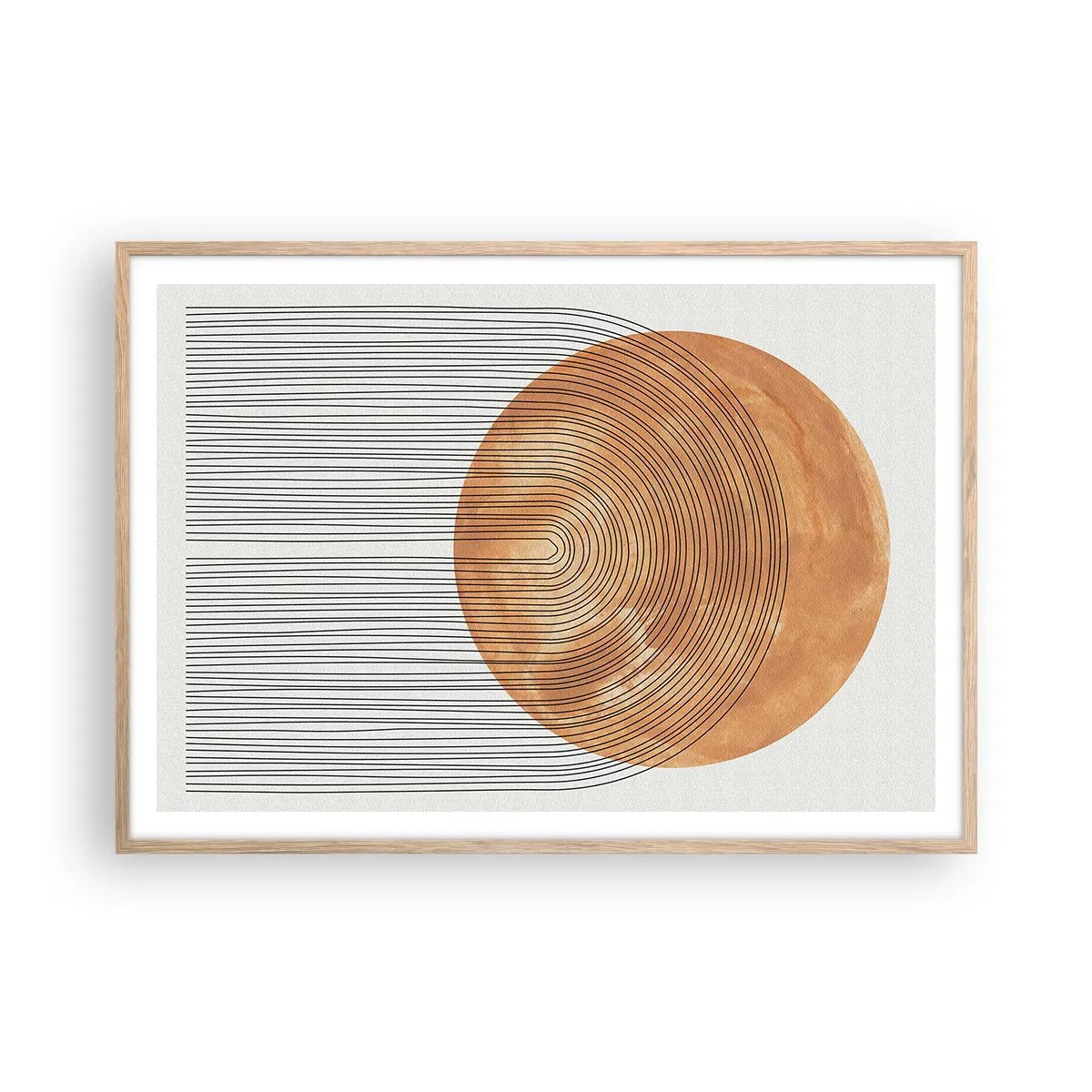 Plakat i ramme af lyst egetræ - En solrig komposition - 100x70 cm