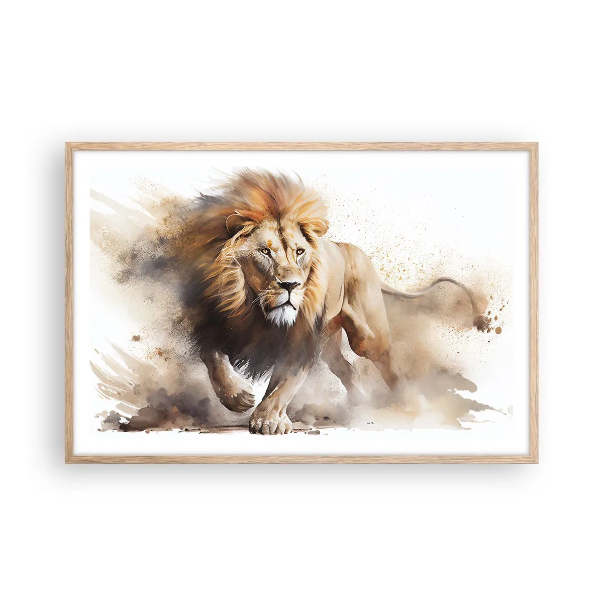 Plakat i ramme af lyst egetræ - Kongen er taget af sted - 91x61 cm