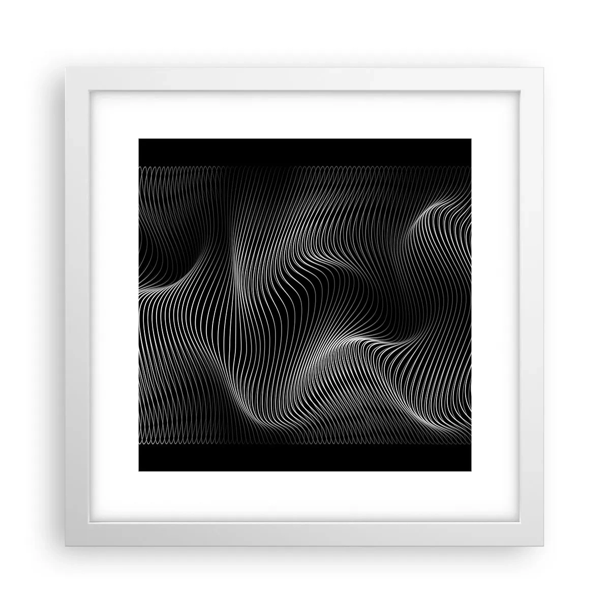 Plakat i hvid ramme - Lysets dans i rummet - 30x30 cm