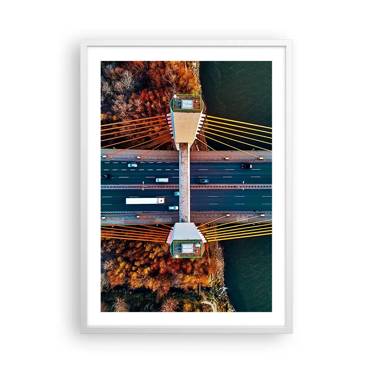 Plakat i hvid ramme - Bag vandet, bag skovene - 50x70 cm