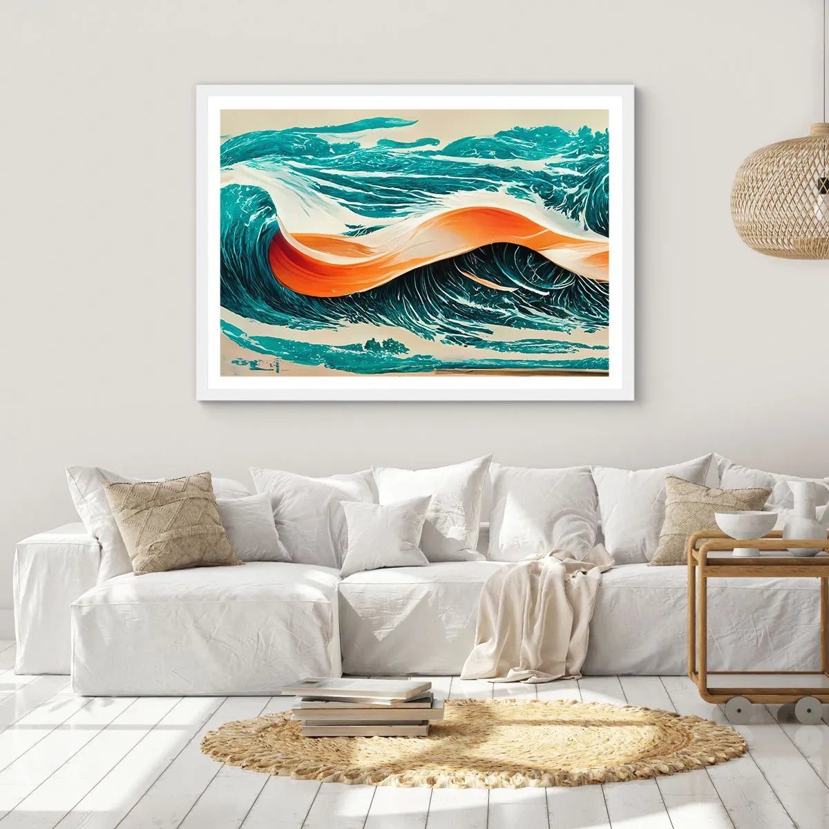 Plakat i hvid ramme - Surferens drøm - 100x70 cm