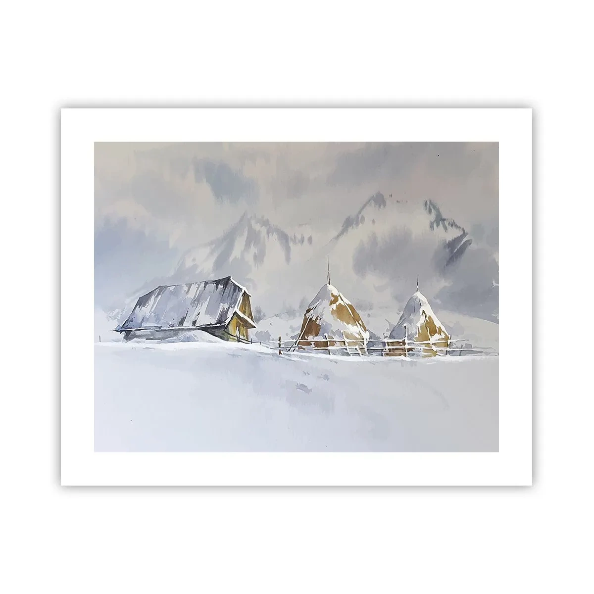 Plakat - I en sneklædt dal - 50x40 cm