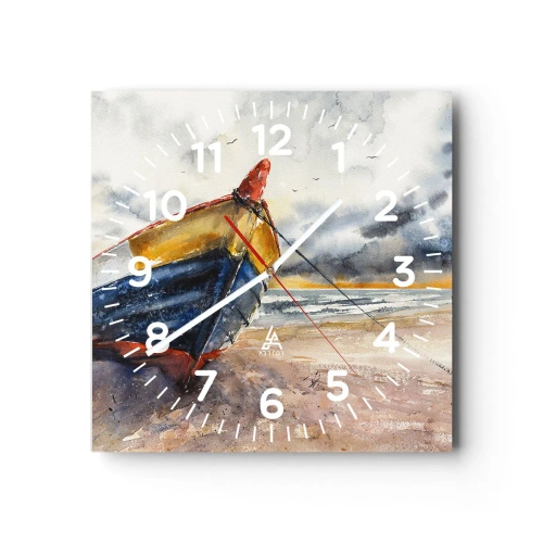 Vægur, Uret - Hvile på stranden - 40x40 cm