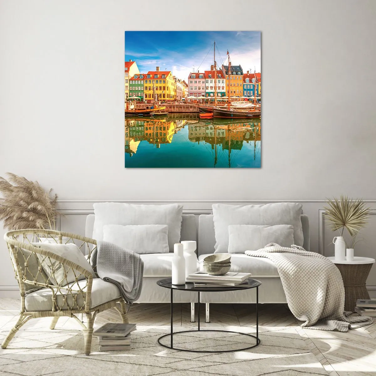 Billede på glas - Over vand så glat som et spejl - 40x40 cm