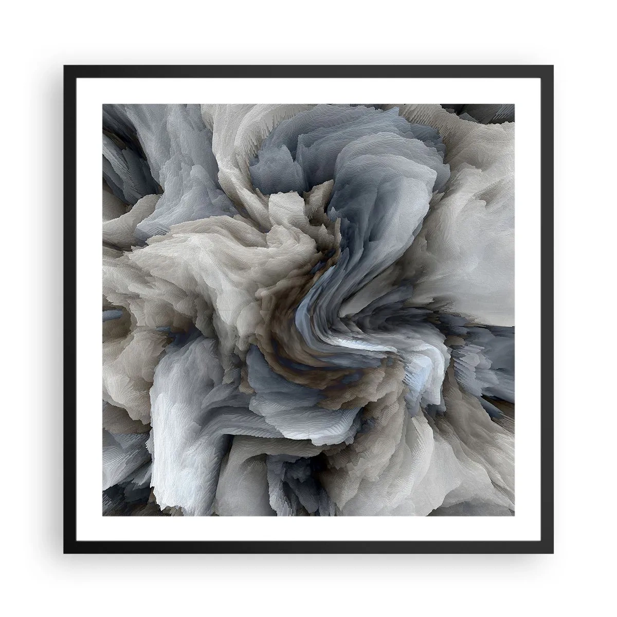 Plakat i sort ramme - Sten og blomst - 60x60 cm