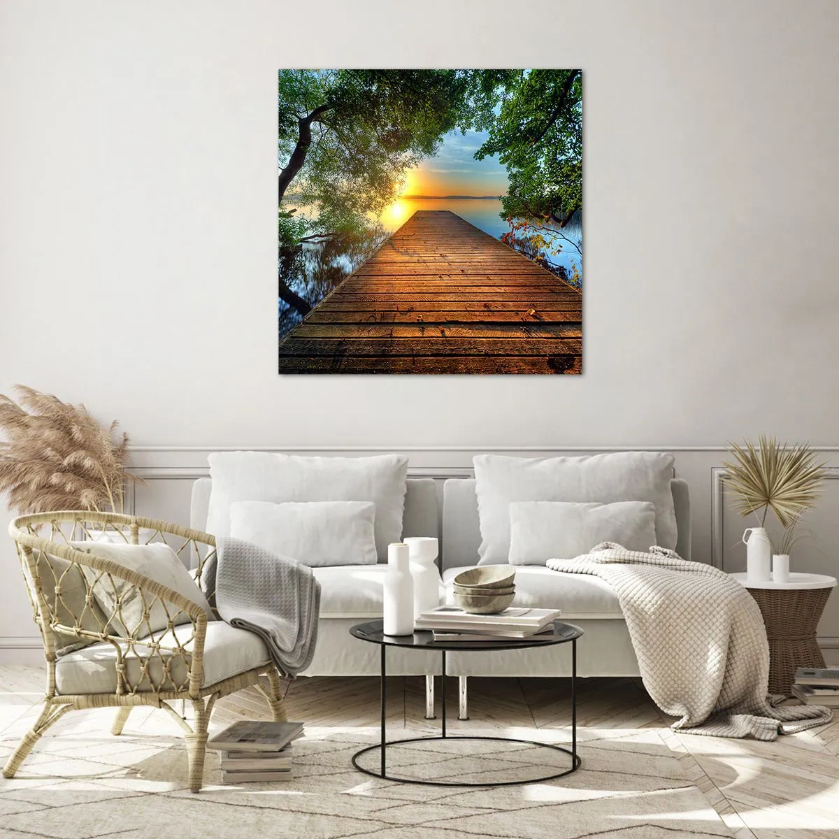 Billede på glas - Tag dig god tid, sæt dig ned - 50x50 cm