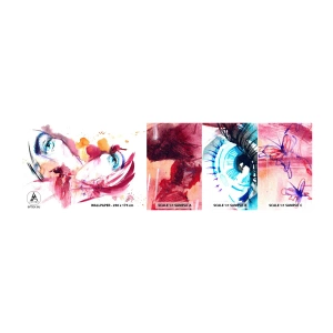 Prøve Fototapet Selvklæbende Deluxe Sticker - I nærheden af hinanden blomstrer verden - Abstraktion, Kvindens ansigt, Kvindelige øjne - 100x30 cm