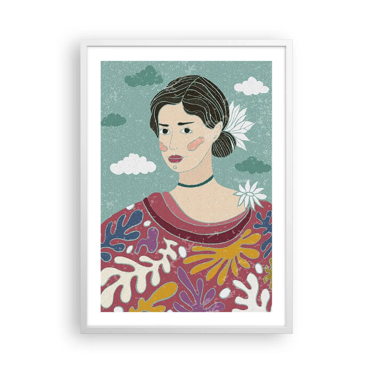 Plakat i hvid ramme - Med melankoli i dit blik - 50x70 cm