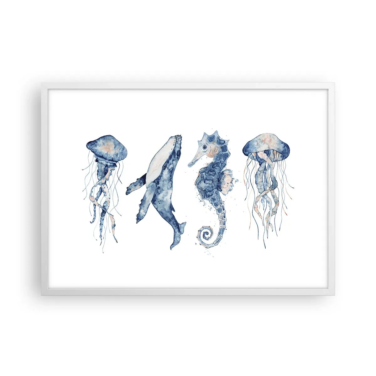 Plakat i hvid ramme - Havets vidundere - 70x50 cm