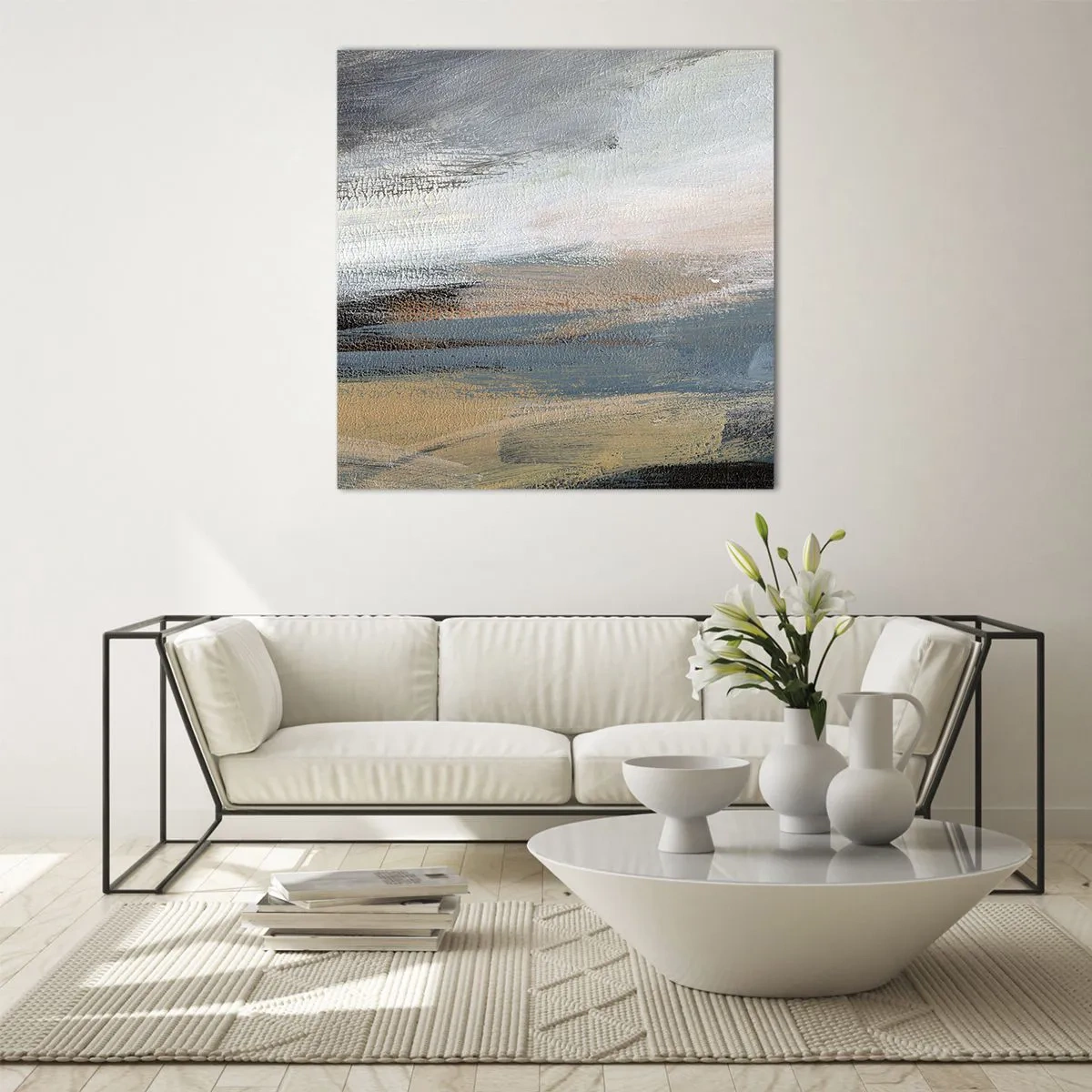 Billede på glas - Abstraktion: nordligt landskab - 50x50 cm