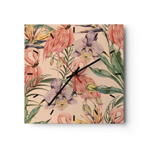 Vægur, Uret - Lyserød blomstret ballet - 40x40 cm