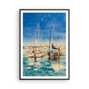 Plakat i sort ramme - Solrig lagune - 70x100 cm
